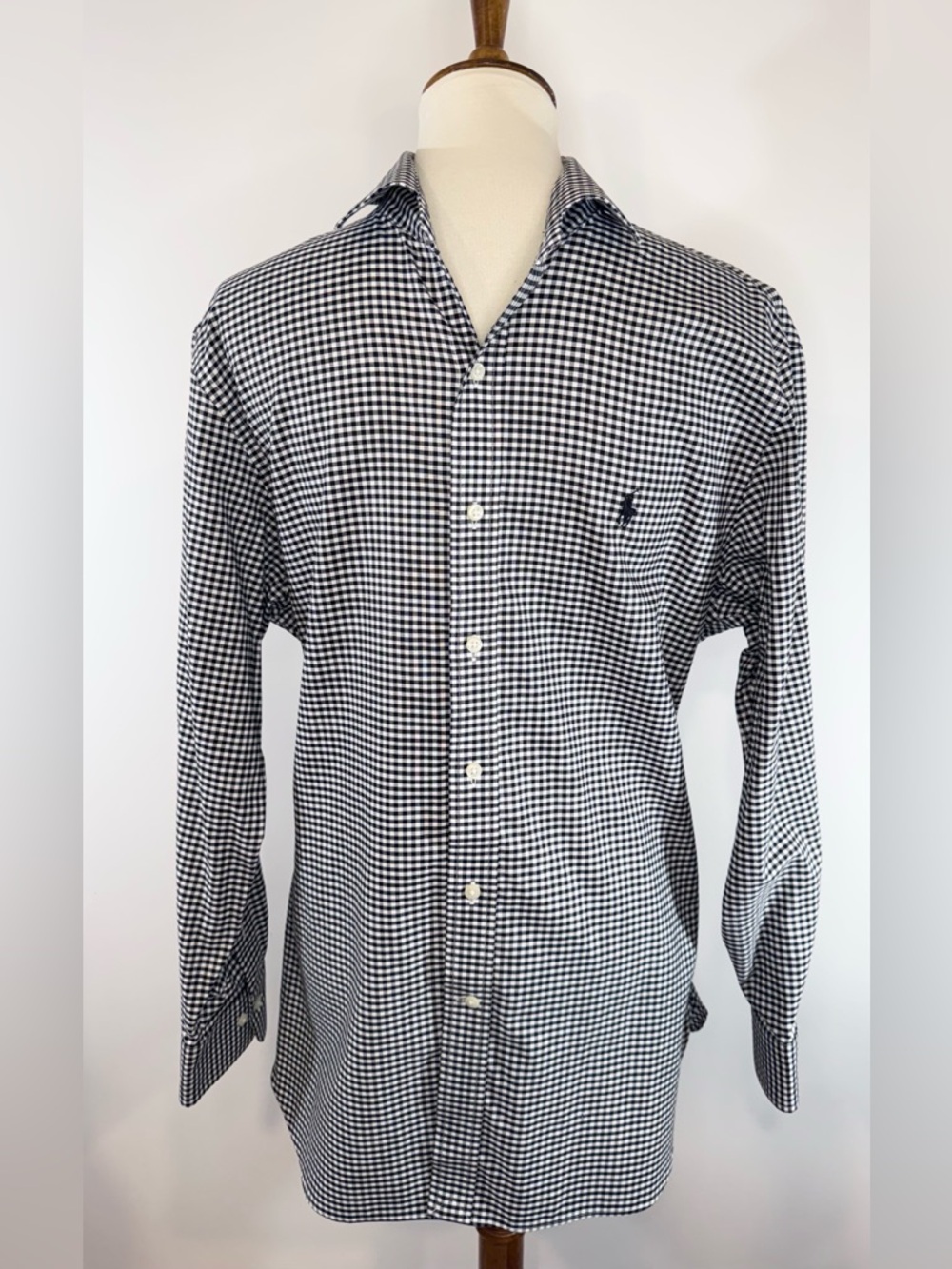Polo Ralph Lauren Men’s Black and White Gingham Button-Down Shirt,  Slim Fit